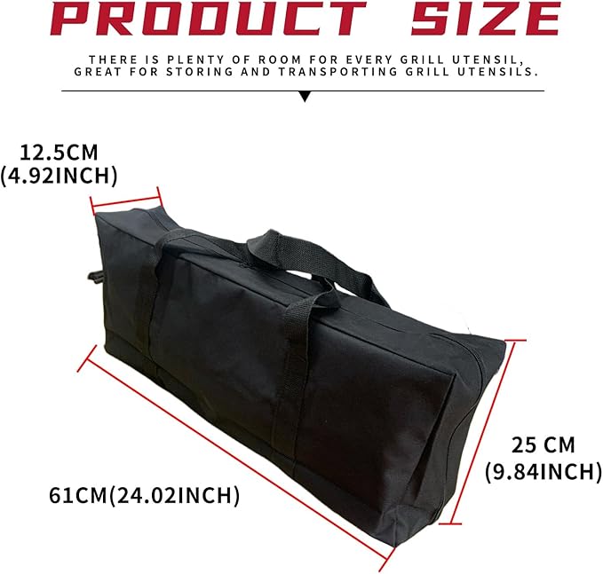 Grill Tool Storage Bag, 24" Oxford Cloth Grill Accessory Storage Bag, Double Zipper Grill Tools Storage Bag, Suitable for Grill Utensil Storage, BBQ Tool Storage