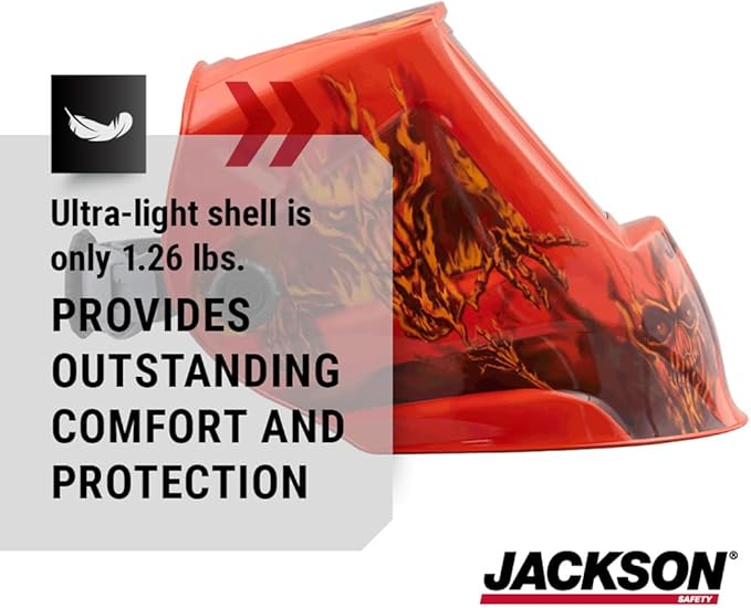 Jackson Safety Premium Graphic Welding Hood with ADF - Ultra Lightweight Auto Darkening Welding Helmet - ANSI Z87.1 (Multiple Styles)