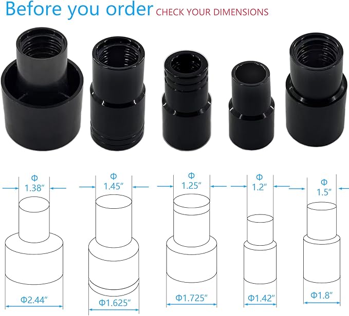 Dust Collection Vacuum Hose Kit, 12 Foot Dust Collection Power Tool Kit with 5 Vac Cleaner Hose Fittings/Attachments for Household, woodworking Power Tool and Dry/Wet, Fits Multiple Types Power Tools