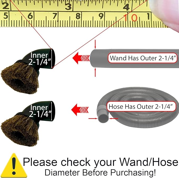 Vacuum Accessories & Attachments for Shop Vac 2-1/2'' - Vacuum Dust Brush & Extension Wand Compatible with Vacuums Using 2-1/4'' Inner Diameter Accessories (Horsehair, 2-1/4'')
