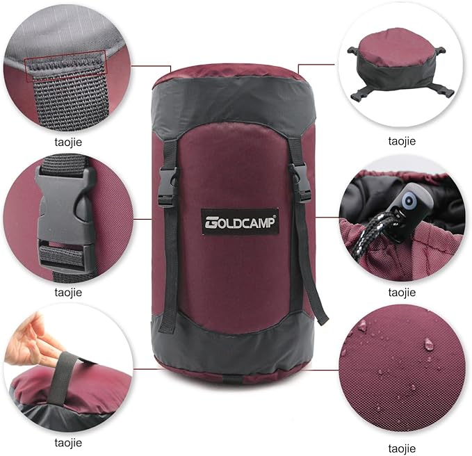 GoldCamp compression stuff sack for Ultralight sleeping bag, space saving gear with dust flap,18L/30L/43L/49L/65L Compression Stuff Sack, Waterproof, Camping, Travel, Outdoor, Backpacking (Red, XXXL)