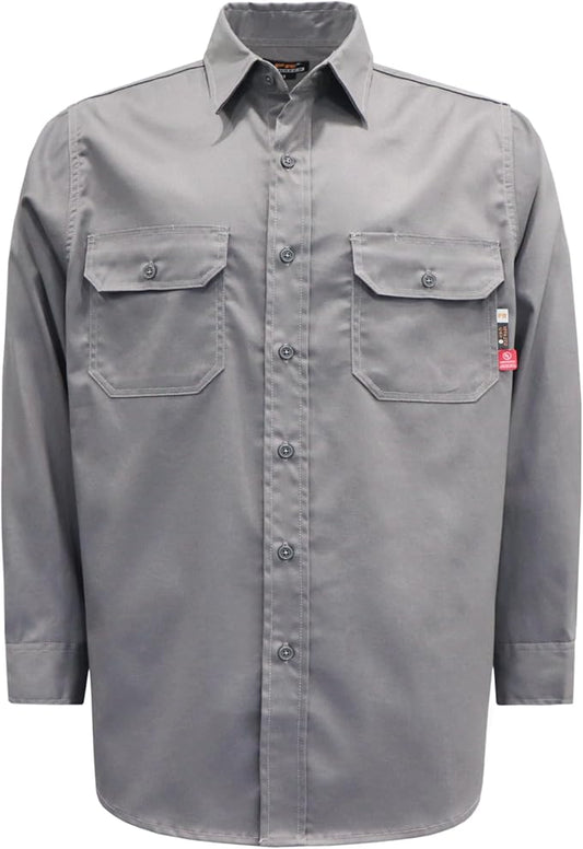 KONRECO FR Shirts for Men Fire Resistant Button Down Work Shirt 100% Cotton 6.5oz Lightweight Welding Shirts
