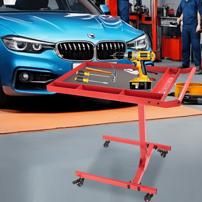 Heavy-Duty Adjustable Rolling Work Table – 220LBS Capacity Steel Tool Cart with 4 Smooth Casters, Height-Adjustable (31.5"-47.2") – Perfect for Garage, Workshop, DIY Repairs & Mechanics