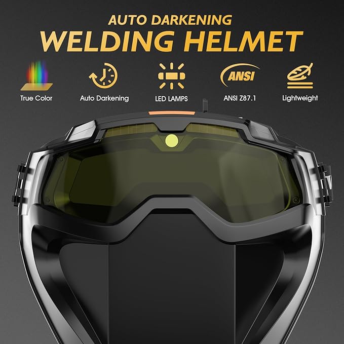 TOOLIOM Auto Darkening Welding Goggles 4 Arc Sensor Eye Protection Safety Goggles Welding Glasses with 𝐋𝐄𝐃 𝐋𝐢𝐠𝐡𝐭𝐢𝐧𝐠 & 𝐓𝐘𝐏𝐄-𝐂 𝐂𝐡𝐚𝐫𝐠𝐢𝐧𝐠 for MIG TIG Stick