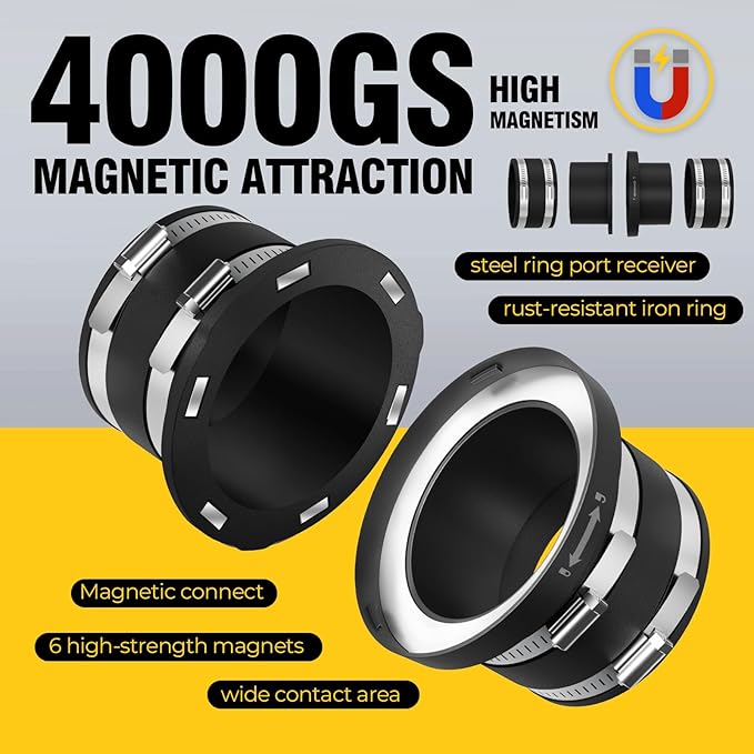 4 Inch Magnetic With Interlock Dust Collection Starter Kit for Dust Collectors, Fast Connect Dust Hose to Machinery Port, Dust Collector/Vacuum Fittings 2 Pack