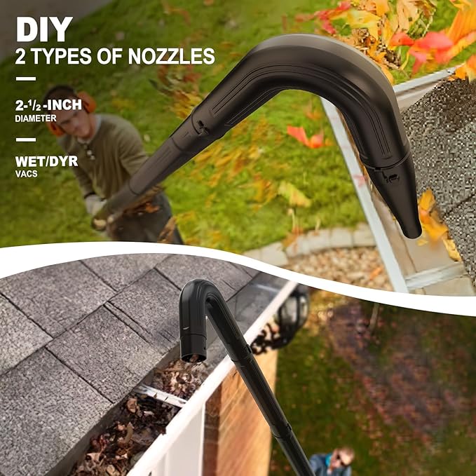 Sealegend Gutter Cleaning Tools for 2-1/2 in. Wet/Dry Vacuum Cleaner, Shop Vacuum Hose Attachments for Cleaning or Blowing Debris from Gutters, 2-1/2 in. Upgrade Lockout Design Shop Vac Accessories