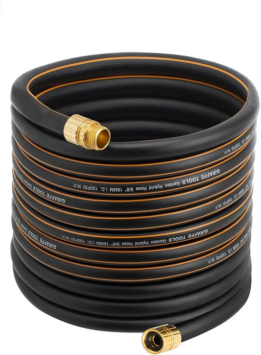 Giraffe Hybrid Garden Hose 5/8" x 75ft, Custom Length, NO Kink, Flexible, Leakproof Hose with Male to Female Fittings, 600 Burst PSI