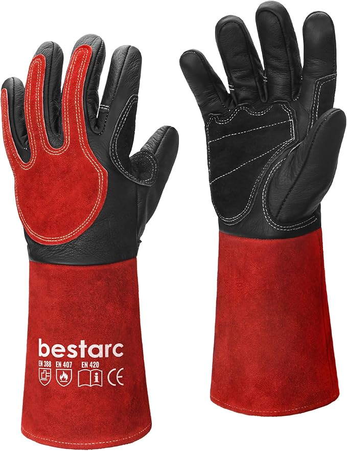 Leather Forge MIG Welding Gloves, 932℉ Heat Resistant Welding Gloves with Kevlar Stitching for MIG, TIG, Stick, Forge