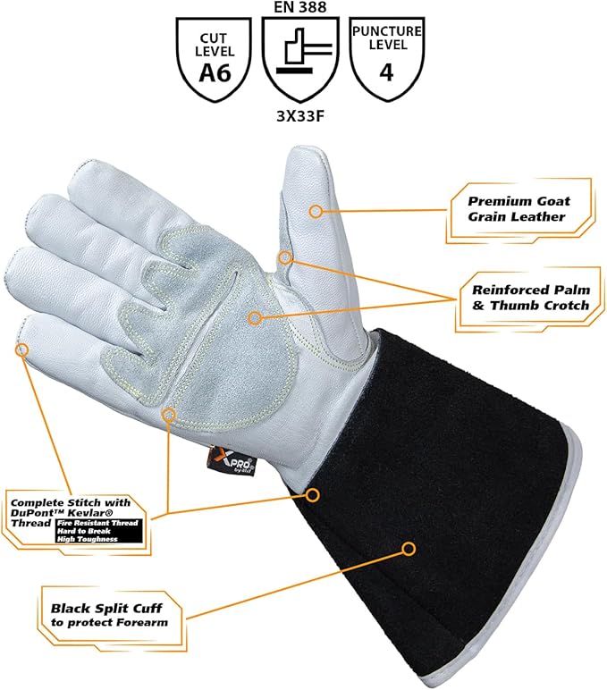 XPRO Si6 Series 3NLPRC6 Tig Welding Gloves: Kevlar & Enhanced Visibility-Certified, Sizes Small to 2xl | 3xl for Mens & Women