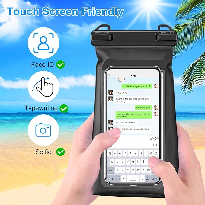 Large Capacity Waterproof Phone Pouch Floating, Waterproof Bag Case for iPhone 15 14 Pro Max 13 12 11 X XR 8 Plus Samsung Up to 6.9'', IPX8 Water Proof Phone Dry Bag for Swimming Kayaking, 1Pack