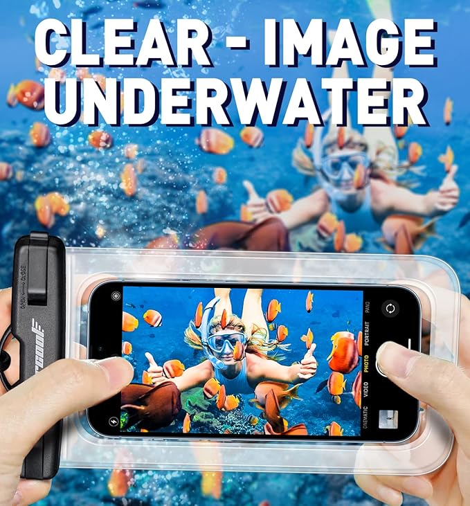 Hiearcool Waterproof Phone Pouch, Waterproof Phone Case, IPX8 Cellphone Dry Bag Compatible for iPhone 16 15 14 13 Pro Max Plus Cellphone Up to 8.3", Beach Essentials for Travel-Clear-4Pack