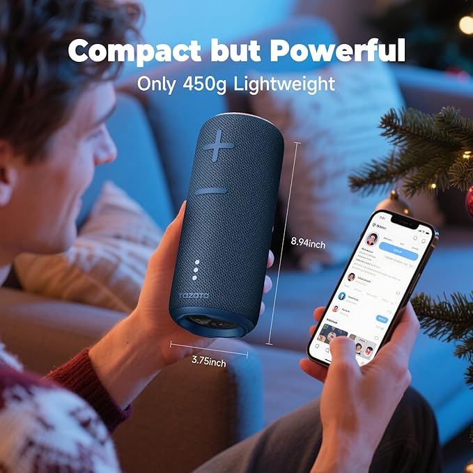 IPX7 Waterproof Bluetooth Speaker - 30W HD Sound, 8H Playtime, TWS Pairing, BT5.3, Portable for Pool/Beach/Shower, Blue Gift