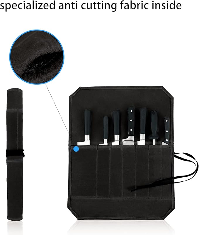 Khaki Chef’s Knife Roll Case, Waxed Canvas Cutlery Knives Holders Protectors, Home Kitchen Cooking Tools And Utensils Wrap Bag Wallet, Multi-Purpose Brush Roll Bag, Travel Tool Roll Pouch