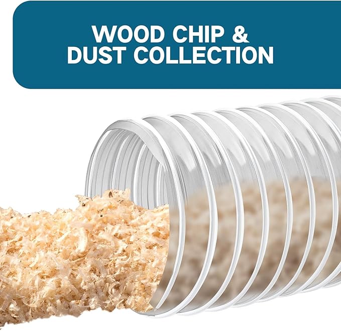 Heavy PVC Dust Collection Hose 6" x 10', Puncture Resistant PVC Dust Collection Hose with Carbon Steel Wire Coil, Flexible Clear PVC Fume Collection Hose for Dust Collectors