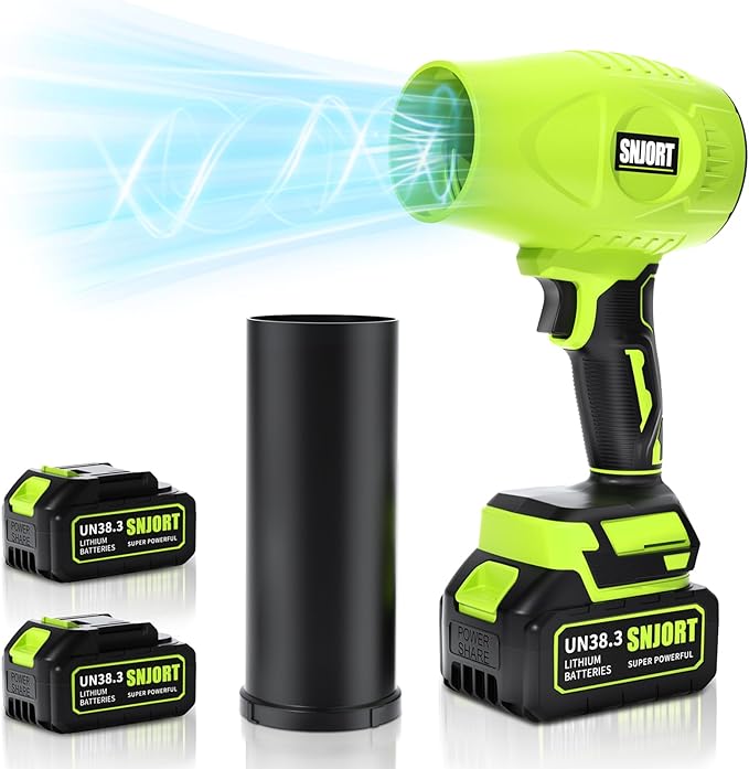 Leaf Blower Cordless with Battery and Charger,500,000 RPM,Extended Nozzle,Lightweight Handheld Design,Blower for Patio Cleaning,car Blowing Water,Blowing Leaves and Dust (Grass Green)