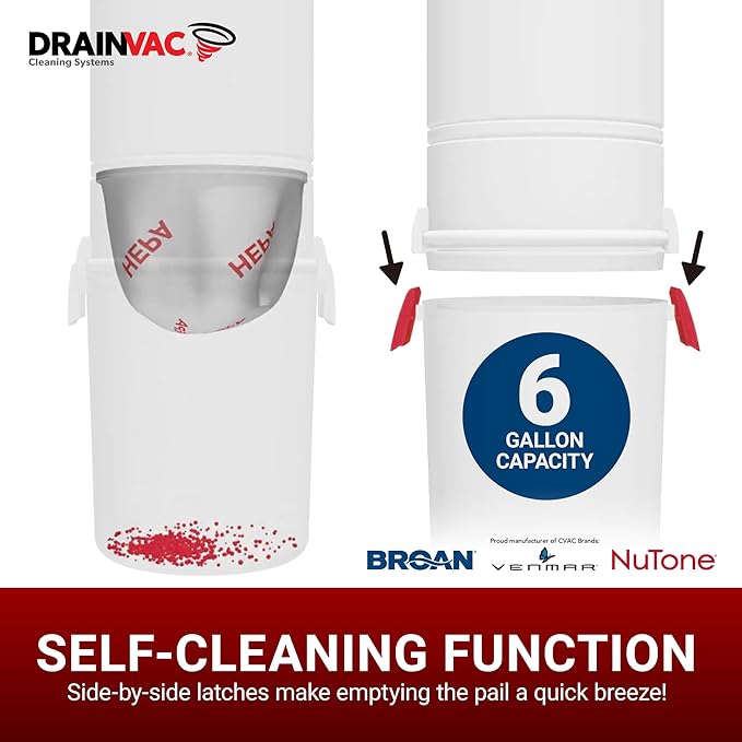 Broan-nutone 650 Air watts Residential Central Vacuum System with Standard Toolset Accessories for Cleaning Floors, Carpet, or Any Surfaces - Anti-Vibration, Powerful Suction