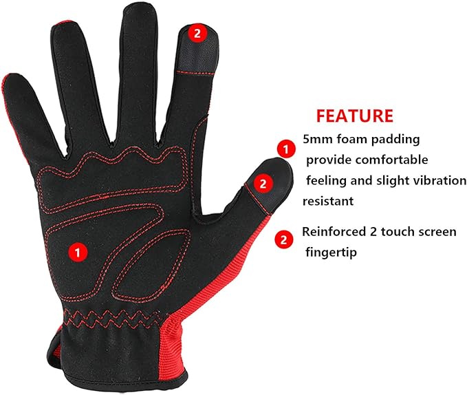 DULFINE High Performance Work Gloves For Men(3 Pairs Pack), High Dexterity Touch Screen For Multipurpose,Excellent Grip (Small)