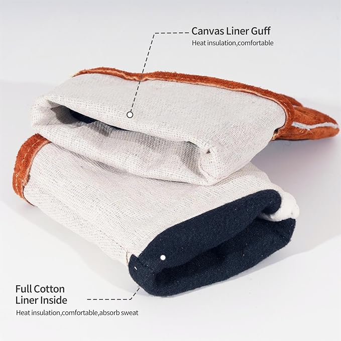 Leather MIG Welding Gloves - Heat Fire Resistant for Welding/Grilling/BBQ(Black/Brown/Blue)