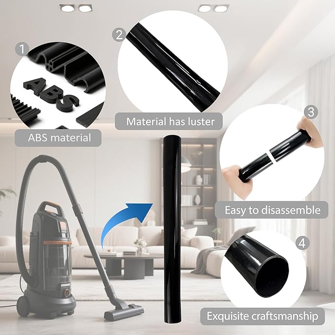3Pack Vacuum Extension Tubes, 1.25 Inch Diameter, 14.76 Inch Length - Black | Compatible with 1-1/4 Inch Hose Wet/Dry Vacuum Cleaners | Versatile Tool (Black, 3 P 14.76 ")
