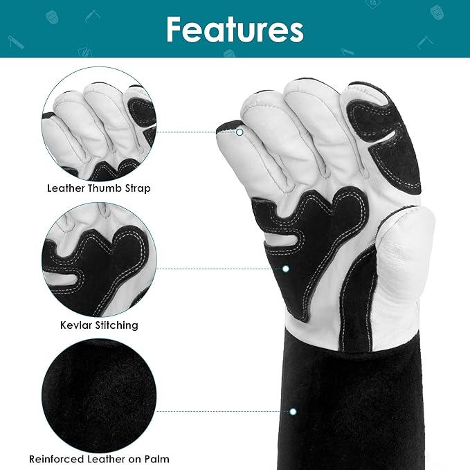 Leather Forge MIG Welding Gloves, 932℉ Heat Resistant Welding Gloves with Kevlar Stitching for MIG, TIG, Stick, Forge