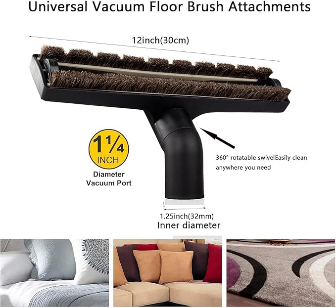Universal 1/4 Inch Vacuum Attachments & Brushes Kit for Shop Vac Accessories 2 1/2" 1 1/4" Brush Attachment for Shop Vacuum Cleaner Attachments Brushes for Shop Vac Attachments Set of 11
