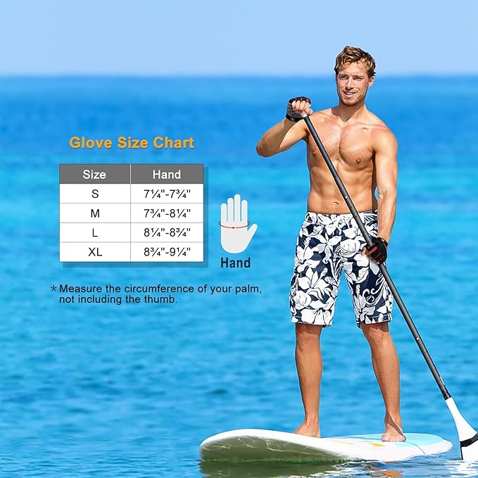 FitsT4 Sports Half Finger Padded Palm Gloves for Diving, Sailing, Jet Skiing, Stand-UP Boarding, Kayaking and Water Skiing, Suitable for Men&Women&Youth