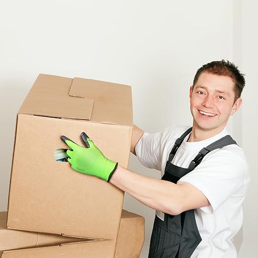 Kebada W1 Work Gloves for Men and Women, PU Coated Safety Gloves with Grip, Touchscreen, Ideal for Warehouse Package Handling, Construction, Gardening, Green X-Small