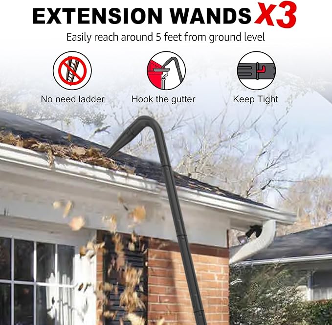 Sealegend Gutter Cleaning Tools for 2-1/2 in. Wet/Dry Vacuum Cleaner, Shop Vacuum Hose Attachments for Cleaning or Blowing Debris from Gutters, 2-1/2 in. Upgrade Lockout Design Shop Vac Accessories