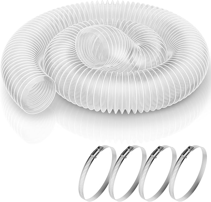Hon&Guan 4" x 10' Dust Collection Hose, Flexible Clear Odorless PVC Dust Collector Hose with Carbon Steel Wire, Puncture Resistant Dust Hoses for Woodworking Dust Collecting System