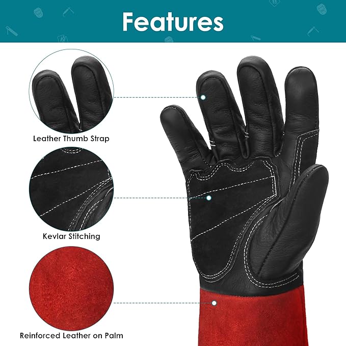 Leather Forge MIG Welding Gloves, 932℉ Heat Resistant Welding Gloves with Kevlar Stitching for MIG, TIG, Stick, Forge