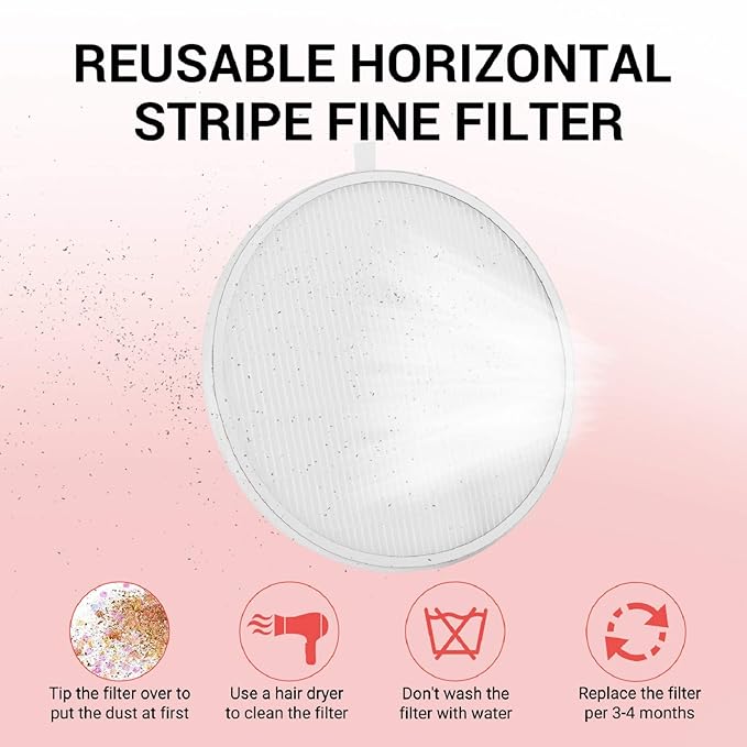 MelodySusie Nail Dust Collector with Reusable Filter, Powerful Nail Fan Vent Dust Collector Extractor Electric Dust Suction Machine for Acrylic Gel Nail Polishing, Low Noise, Nail Salon, Pink