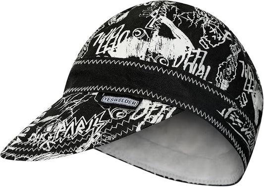 YESWELDER Welding Cap, Graffiti Style 7-1/2", Heat-Resistant Reversible Protective Welders Cap