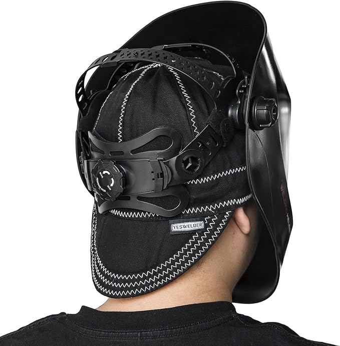 YESWELDER Welding Cap, Black 7-5/8", Heat-Resistant Reversible Protective Welders Cap