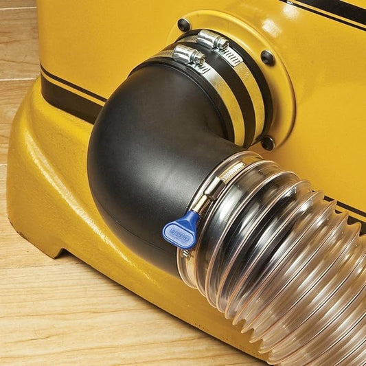 Dust Right Quick Connect 4'' Elbow - Dust Collection Fittings Includes Quick Connect Elbow, Metal Hose Clamps – Leak-Free Suction Dust Collection System - Woodworking Dust Collection Hose and Fittings