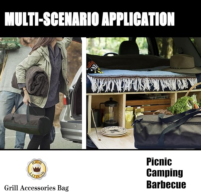 Grill Accessories Storage, Tool Bag for BBQ Grill, BBQ Tools Storage, Thickened Oxford Cloth Grill Bag, BBQ Gifts for Men.
