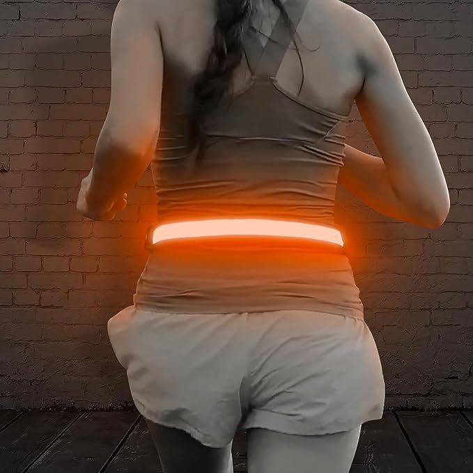 Illumifun LED Running Belt - USB Rechargeable Light Up Sash, High-Visibility Elastic Waistband Light for Running Cycling Hiking Camping Nighttime Activities