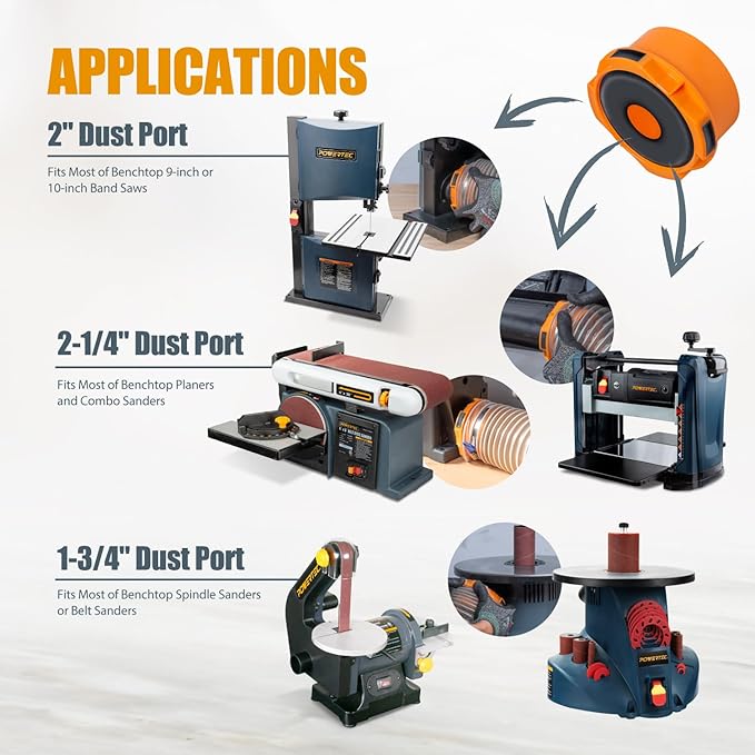 POWERTEC 4" Dust Collection Fittings Network with Dust Hose Splice, Blast Gates, Pipes, Elbow, Y-fittings, Mounting Brackets, Dust Port Adapter for 1-3/4" ~ 2-1/2" Port & 4" to 2-1/2" Hose Reducer