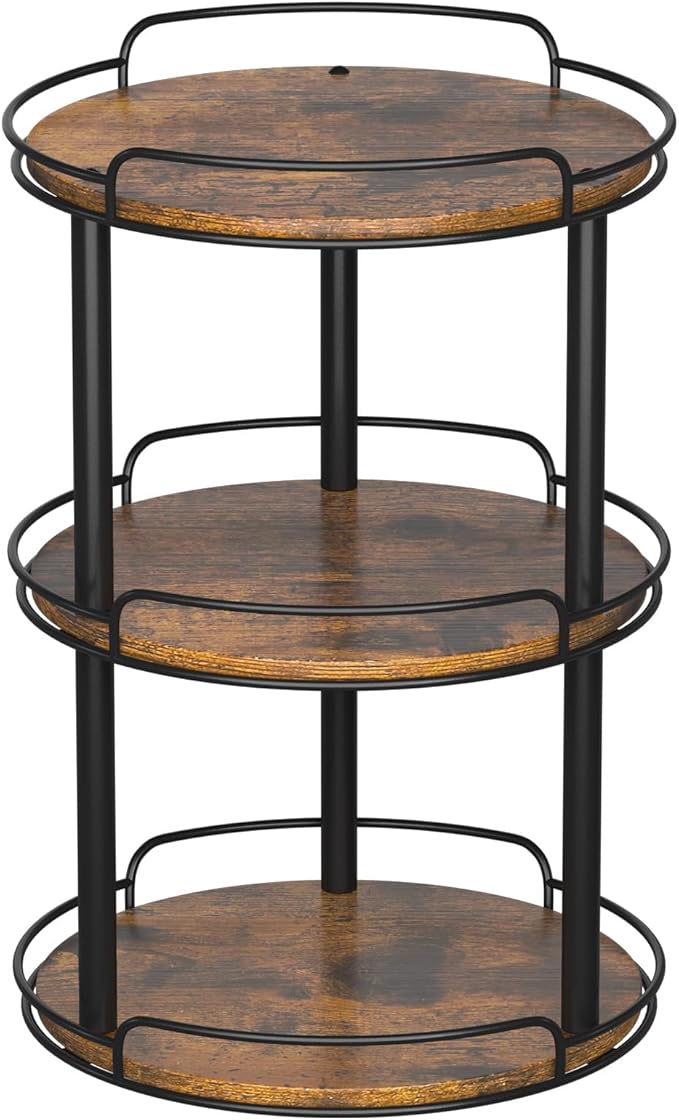 LAMU 12.2'' Wood Lazy Susan Turntable Organizer for Cabinet, 3 Tier Lazy Susan Spice Rack Organizer for Kitchen, Table Top, Countertop, Pantry, Bathroom