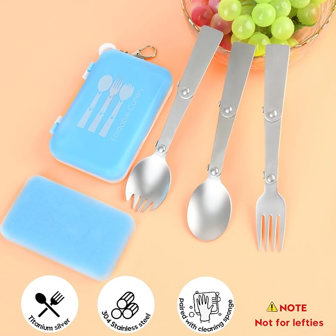 Foldable Fork and Spoon Set, 3pcs Portable Folding Spoon and Fork Set With Plastic Storage Case Foldable Spoons Portable Fork For Travel Camping Outdoors Picnic