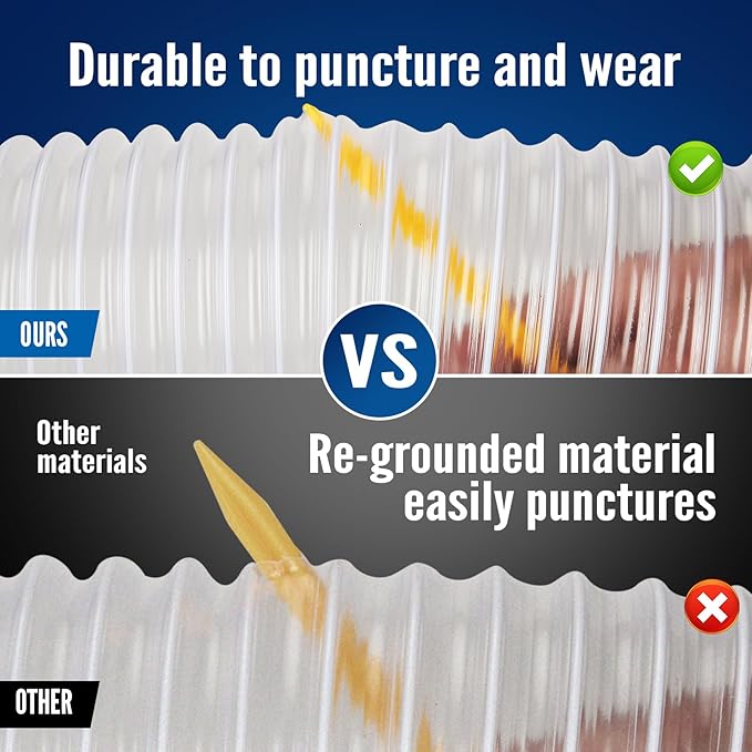 Heavy PVC 2 1/2" x 50' Dust Collection System, Flexible Clear Debris and Fume Collection Hose with Stainless Steel Hose Clamps, Ideal for Shop Vacuums and Dust Collectors with 2 1/2" Ports