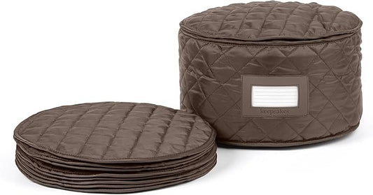 Covermates Keepsakes - Dish Storage - Padded Protection - ID Window - Stain Resistant - Machine Washable - China Storage, Bronze