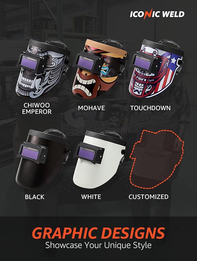 Auto Darkening Welding Helmet - Lightweight, Shade #3/11, with Bag (Chiwoo Emperor)