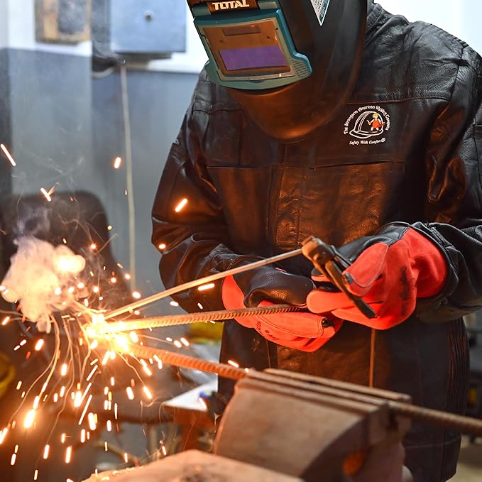 Strongarm Leather TIG Welding Gloves with Reinforced with Elastic Wrist for Construction BBQ Gardening Mechanix Driver