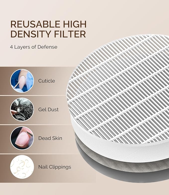 MelodySusie Nail Dust Collector,SproF Professional 4500 RPM Nail Vacuum Fan Vent Dust Collector with 3 Suction,Touch Control,Powerful Suction Nail Tech Tools Manicure Accessories for Nail Salon,Home