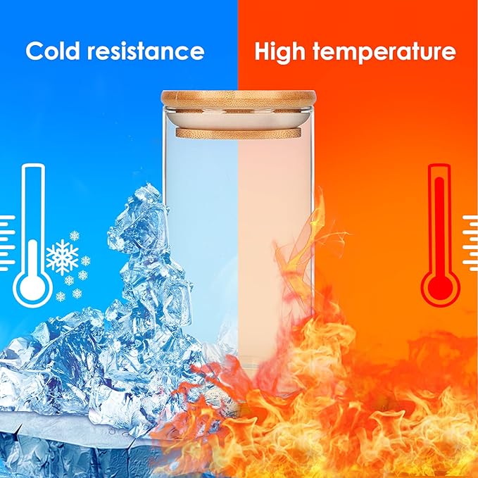 Glass Food Storage Containers Jars with Airtight Bamboo Lid 10 oz 15 pcs, 290 ml Pantry Organization Jar, Glass Terrarium with Lid, Spice, Flour and Sugar Container, Canister Set for Kitchen Counter