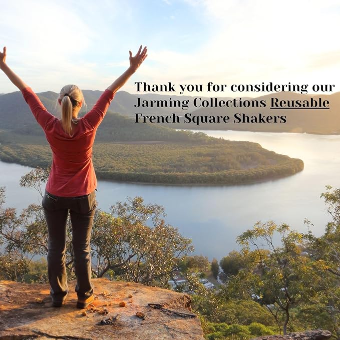 JARMING COLLECTIONS 16oz Glass French Square Spice Shakers with Lids – Large Seasoning Containers for Kitchen, Pantry, Herbs & Spices - Enhance Your Spice Storage – Made in USA