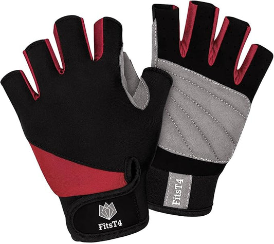 FitsT4 Sports Half Finger Padded Palm Gloves for Diving, Sailing, Jet Skiing, Stand-UP Boarding, Kayaking and Water Skiing, Suitable for Men&Women&Youth