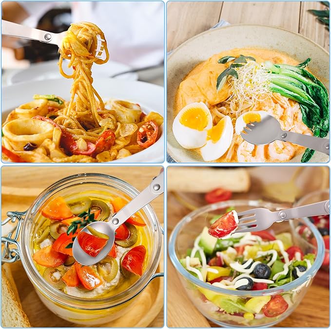 Foldable Fork and Spoon Set, 3pcs Portable Folding Spoon and Fork Set With Plastic Storage Case Foldable Spoons Portable Fork For Travel Camping Outdoors Picnic