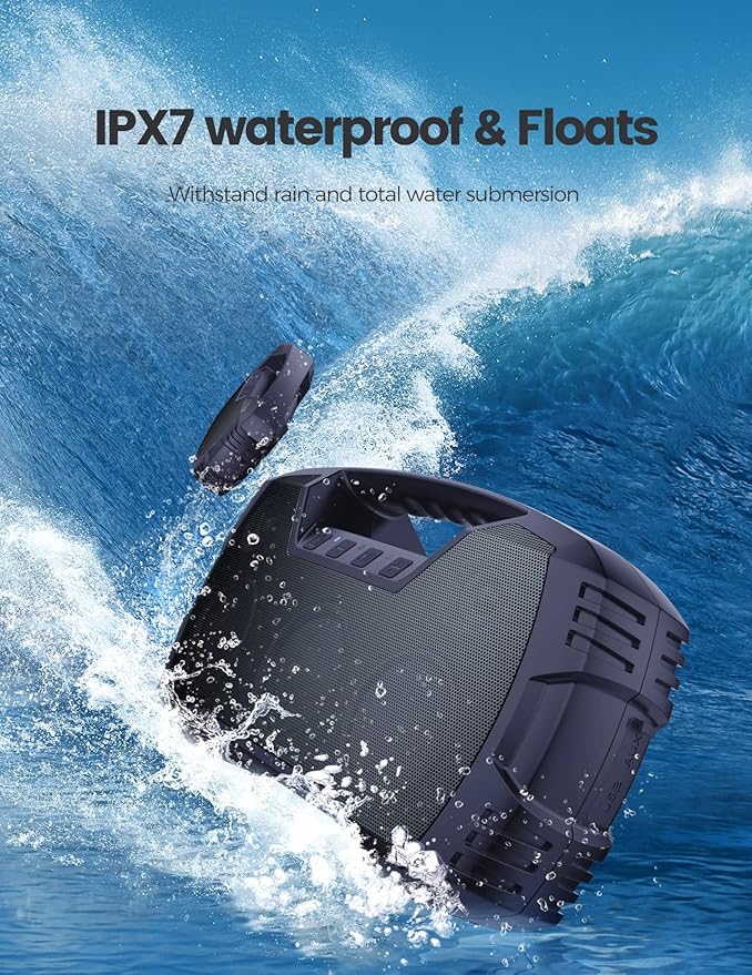Houl Zallee IPX7 Waterproof Bluetooth Speaker, 40W Portable Wireless Speakers, 32H Playtime, Stereo Loud Sound, Deep Bass, Bluetooth 5.0, Built-in Mic, for Party/Camping/Pool/Gifts, Beach-Navy Blue