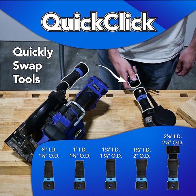 Cen-Tec Systems 95292 Home and Shop Vacuum Expanded Multi-Brand Power Tool Dust Collection Adapter Set and Full Attachment Kit, 30 Ft. Hose, Black